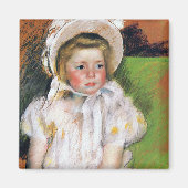 Mädchen in einem weißen Bonnet, Mary Cassatt Magnet (Vorne)