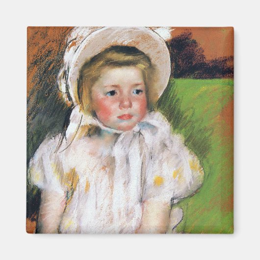 Mädchen in einem weißen Bonnet, Mary Cassatt Magnet (Vorne)