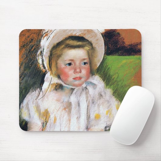 Mädchen in einem weißen Bonnet, Mary Cassatt Mousepad (Mit Mouse)