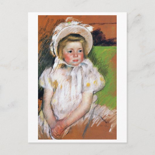 Mädchen in einem weißen Bonnet, Mary Cassatt Postkarte (Vorderseite)
