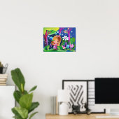 Mädchen in einem zauberhaften Wald mit Blume und e Poster (Heimbüro)
