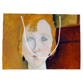 Mädchen in einer grünen Bluse, Modigliani Large Gi Große Geschenktüte (Rückseite)