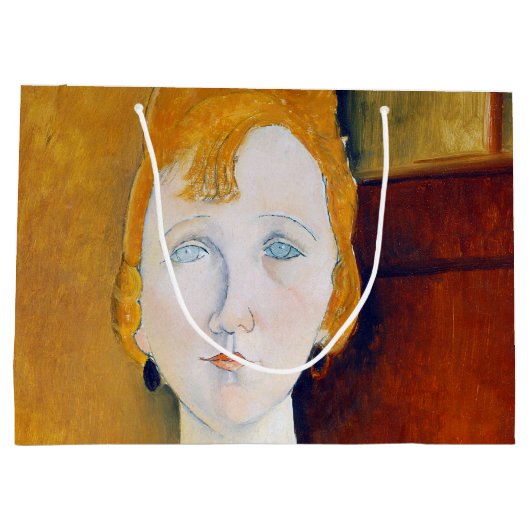 Mädchen in einer grünen Bluse, Modigliani Large Gi Große Geschenktüte (Rückseite)