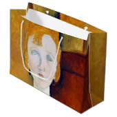 Mädchen in einer grünen Bluse, Modigliani Large Gi Große Geschenktüte (Vorderseite Schrägansicht)