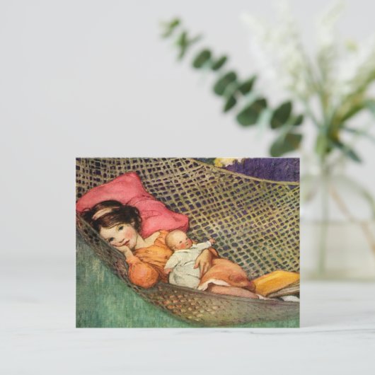 Mädchen in einer Hängematte von Jesse Willcox Smit Postkarte (Stehend Vorderseite)