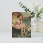Mädchen in einer Muschel und Pelikane Postkarte (Stehend Vorderseite)