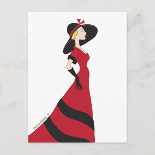 Mädchen in einer roten Postkarte