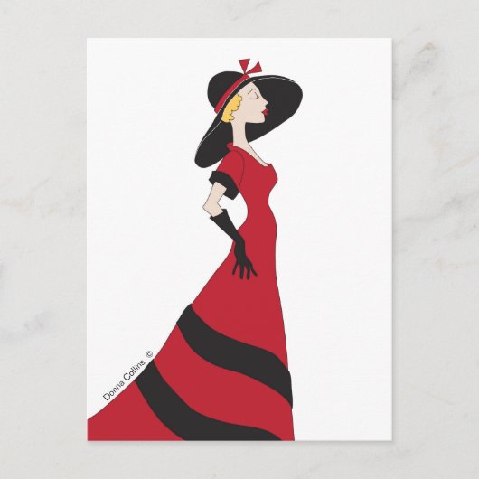 Mädchen in einer roten Postkarte (Vorderseite)