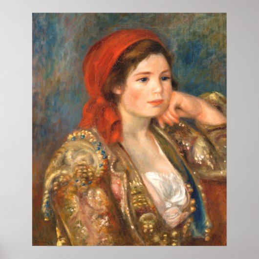 Mädchen in einer spanischen Jacke, Renoir Poster (Vorne)