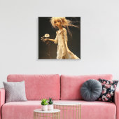 Mädchen in Gelb mit Blume Leinwanddruck (Insitu (Wohnzimmer))