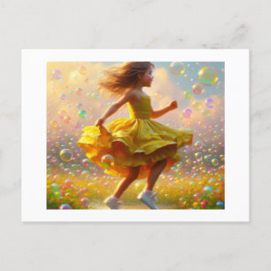 Mädchen in gelbem Kleid, Postkarte
