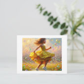 Mädchen in gelbem Kleid, Postkarte (Stehend Vorderseite)
