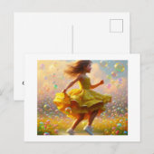 Mädchen in gelbem Kleid, Postkarte (Vorne/Hinten)