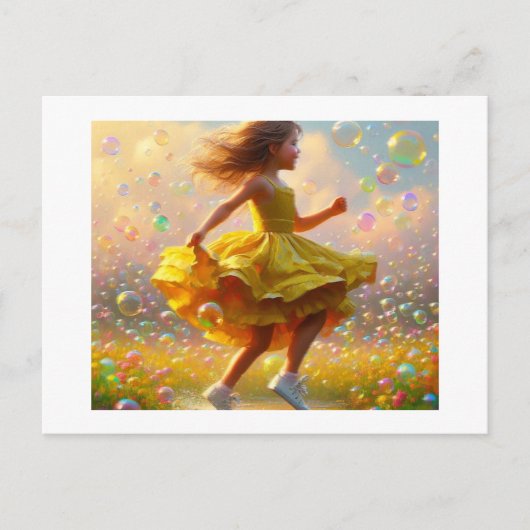 Mädchen in gelbem Kleid, Postkarte (Vorderseite)