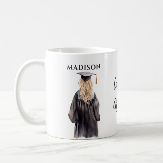 Mädchen in grauem Abschluss Kaffeetasse (Links)