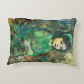 Mädchen in grünem Kleid Dekokissen (Rückseite)