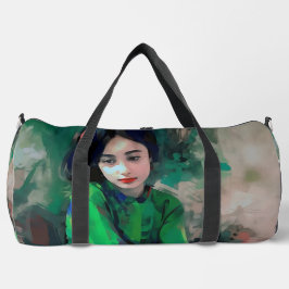 Mädchen in grünem Kleid Duffle Bag