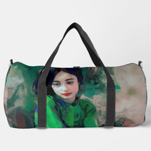Mädchen in grünem Kleid Duffle Bag (Vorderseite)