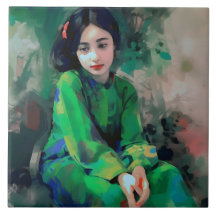 Mädchen in grünem Kleid