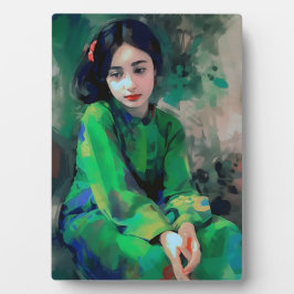 Mädchen in grünem Kleid Fotoplatte