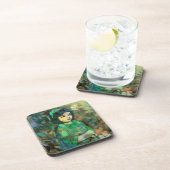 Mädchen in grünem Kleid Getränkeuntersetzer (Rechte Seite)