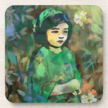 Mädchen in grünem Kleid