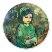 Mädchen in grünem Kleid