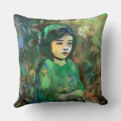 Mädchen in grünem Kleid Kissen (Rückseite)