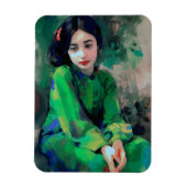 Mädchen in grünem Kleid Magnet (Vertikal)