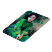 Mädchen in grünem Kleid Magnet (Linke Seite)