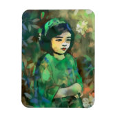 Mädchen in grünem Kleid Magnet (Vertikal)