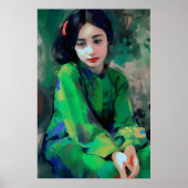 Mädchen in grünem Kleid Poster (Vorne)