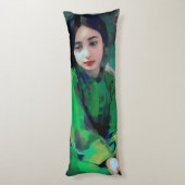 Mädchen in grünem Kleid Seitenschläferkissen (Rückseite (Vertikal))