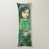 Mädchen in grünem Kleid Seitenschläferkissen (Rückseite (Vertikal))