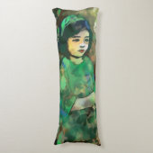 Mädchen in grünem Kleid Seitenschläferkissen (Vorderseite Vertikal)