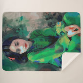 Mädchen in grünem Kleid Sherpadecke (Vorderseite (Horizontal))