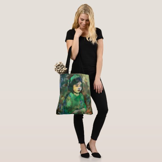 Mädchen in grünem Kleid Tasche (Am Model)