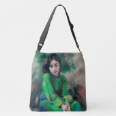 Mädchen in grünem Kleid Tragetaschen Mit Langen Trägern (Rückseite)