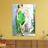 Mädchen in grünem Kleid umhüllte Leinwand (Insitu (Wohnzimmer))