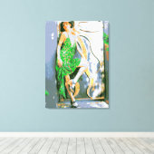 Mädchen in grünem Kleid umhüllte Leinwand (Insitu (Holzboden))