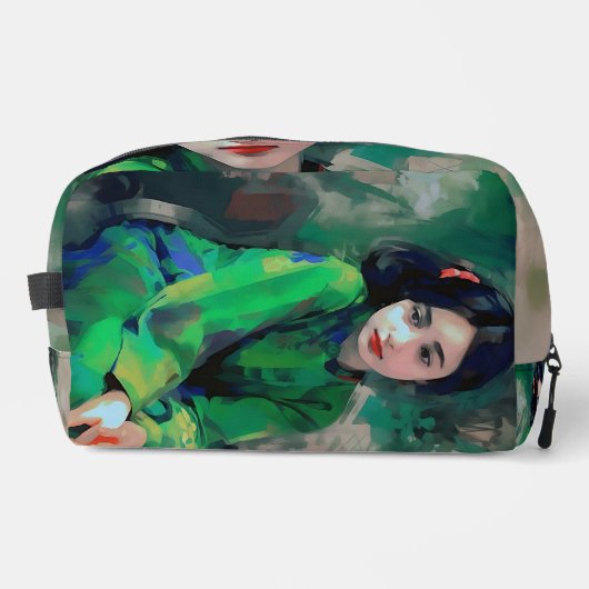 Mädchen in grünem Kleid Waschbeutel (Vorderseite)