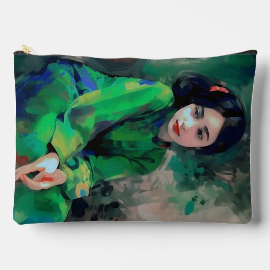 Mädchen in grünem Kleid Zubehörtasche (Vorderseite)