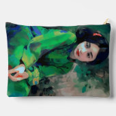 Mädchen in grünem Kleid Zubehörtasche (Rückseite)