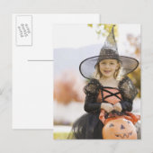 Mädchen in Halloween-Kostüm Postkarte (Vorne/Hinten)