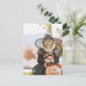 Mädchen in Halloween-Kostüm Postkarte (Stehend Vorderseite)