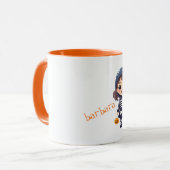 Mädchen in Halloween Skeleton-Kostüm Tasse (Vorderseite Links)