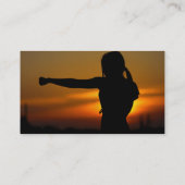 Mädchen in Karate Sunset Visitenkarte (Rückseite)