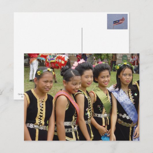 Mädchen in Kostüm Postkarte (Vorne/Hinten)