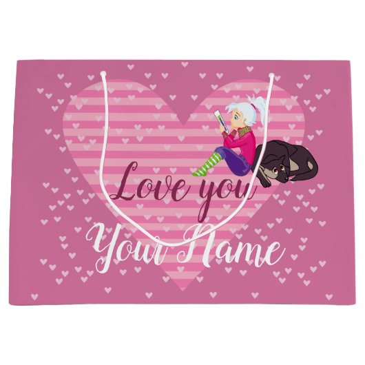 Mädchen in Liebe Große Geschenktüte (Vorderseite)