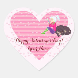 Mädchen in Liebe Herz-Aufkleber